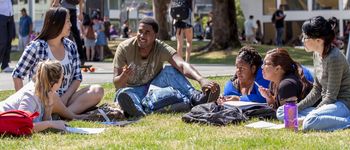 Students discussing Life at SF State